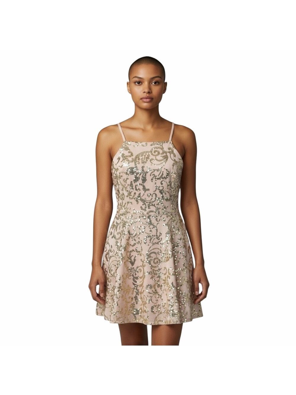 City Triangles Pink and Gold  Sequin Prom Dress Size 11 Juniors